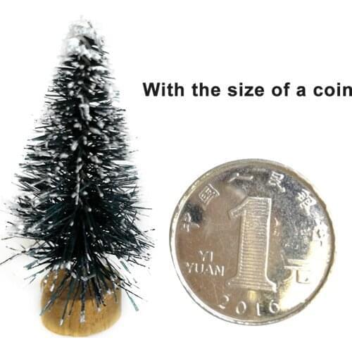 5pcs Small DIY Christmas Tree Fake Pine Tree Mini Sisal Bottle Brush Christmas Tree Santa Snow Frost Village House