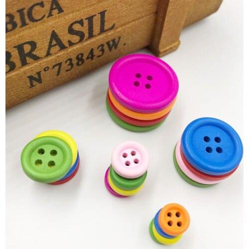 50Pcs 4 Holes Mixed Size Wood Buttons For Craft Round Sewing Buttons Scrapbook DIY Home Decoration Accessories WB535