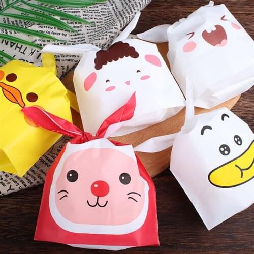 50pcs Cute Cartoon Animals Plastic Gift Bag Easter Candy Gift Set Party Chocolate Cookie Snack Birthday Decoration Supplies
