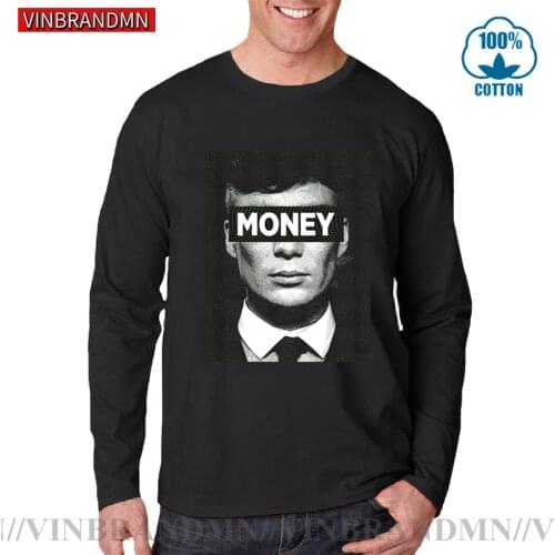 Peaky Blinders T-Shirt for Men Tommy Shelby Long Sleeves Novelty Tees O Neck 100% Cotton Tops Gifts Idea Money T Shirt Plus Size