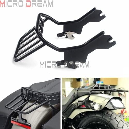 Black Holdfast Two-Up Luggage Rack for Harley Softail FLDE FLHC FLHCS FLSL FXBB Street Bob Slim Deluxe Standard Heritage 2018