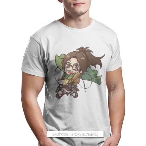 Chibi Zoe Hange TShirts Attack On Titan Snk Eren Anime Male Harajuku Pure Cotton Streetwear T Shirt Round Neck