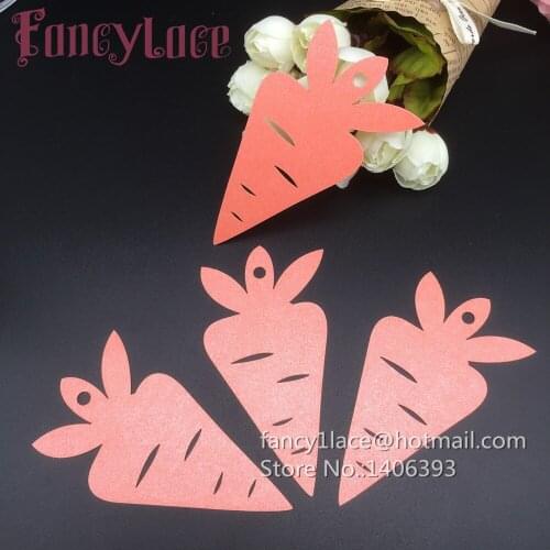Diy 50PCS Laser Cut Carrot Label Gift Tags Card Paper Card Hang Tag Gift Cards for Kids Birthday Baby Shower Party Decoration