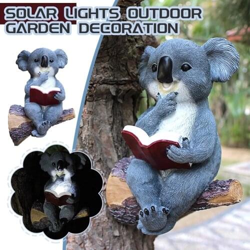 Simulation Animal Garden Statue Resin Koala Solar Power Light Tree Hanging Yard Decoration Creative Garden Figure Sculpture