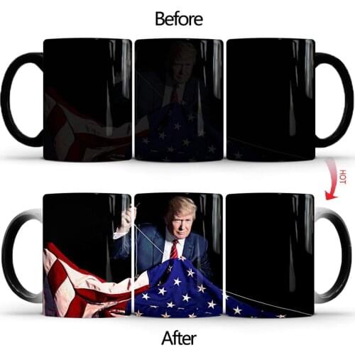 1pc President Trump Coffee Mug cup change Colour Changing Heat Sensitive Ceramic Coffee USA Surprise Gifts Magic Tea America