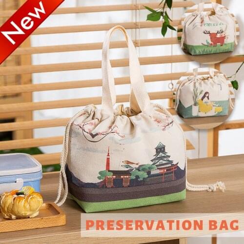 Lunch Food Box Canvas Handbag Aluminum Foil Heat Preservation Fashion Insulated Thermal Food Picnic Lunch Bags Large Capacity