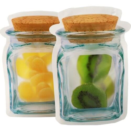 500Pcs Wholesale Mason Jar Bottles Bags Nuts Candy Cookies Bag Seal Fresh Food Storage Snacks Zipper Sealed Kitchen Organizer
