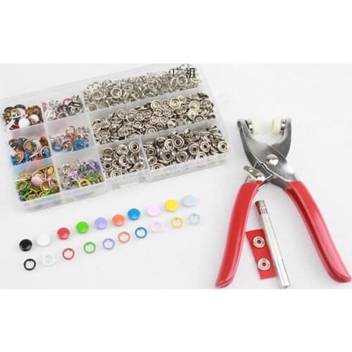 9.5mm Metal Hollow&Solid Prong Ring Snap Fasteners/Press Stud No-sew Baby Layette Suit Snap Buttons For Clothing Plier Tool Kit