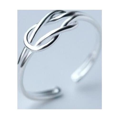 Minimalist Silver Color Adjustable Ring Vintage Hollow Knot Open Rings for Women Simple Cross Twist Joint Ring Female Jewelry