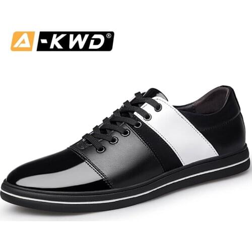 Mens Shoes Casual Shoes Fashion Genuine Leather Mens Dress Shoes Formal Lace-up Sneakers Mens Vancat Black-White Black-Red Men Leather Footwear 38-44 Boat Shoes Autumn Round Loafers Men Breathable Sapatenis