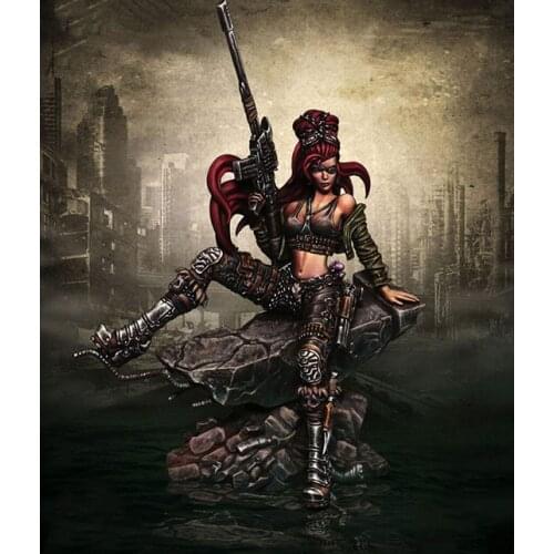 New Unassembled 1/24 ancient woman warrior sit with base Resin Figure Unpainted Model Kit