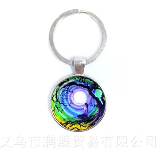 Tree Of Life Pendant Keychains OM Yoga Glass Keyring European And American Jewelry Best Gift For Friends