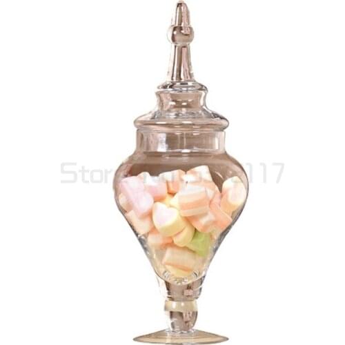Transparent Glass Candy Jar with Lid Wedding Dessert Display Stand Household Candy Storage Jar Wedding Decoration Craft Ornament