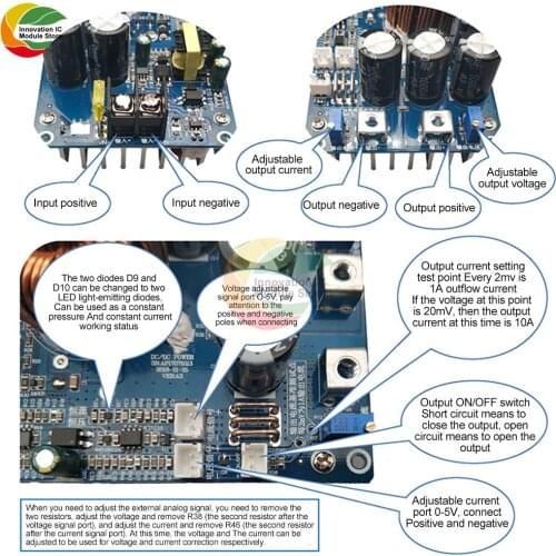 Ziqqucu DC-DC adjustable step-down power supply module DC20V-70V to DC2.5V-58V 30A 800W