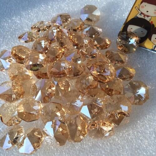 Sparkle 500pcs Champagne crystal Octagon Beads for chandelier Crystal Accessories, Crystal Curtain Supplies, crystal lamp parts