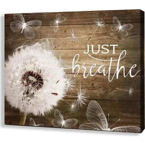 Dark Brown Wood Texture Painting White Dandelion Rustic Canvas Wall Arts Picture Decor Room Posters For Bedroom Office Bathroom