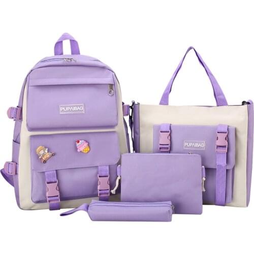 4-piece leisure backpack lovely girl schoolbag womens backpack fashion waterproof nylon backpack 2021 NEW