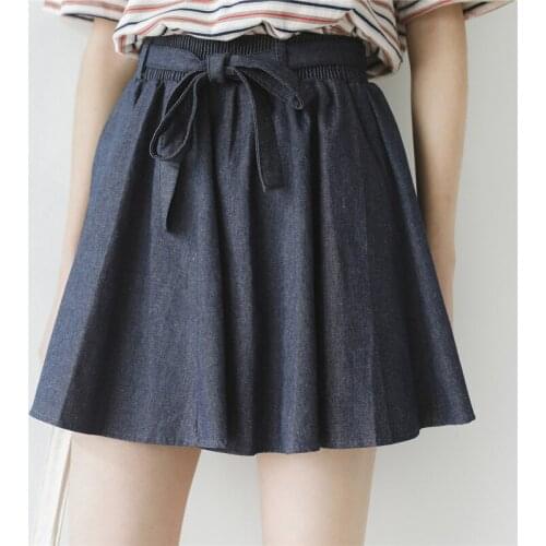 Women New Summer High Waist Denim Skirts Blue Casual Sashes Mini 2020 Plus Size 6XL/7XL Fashion Slim School Jeans Skirts Loose