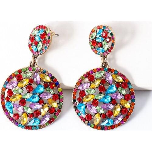 Ring Earrings New Round Statement Circle Design Fashion Za Drop Earrings For Woman 2021 Colorful Band Luxury Wholesale Pendiente