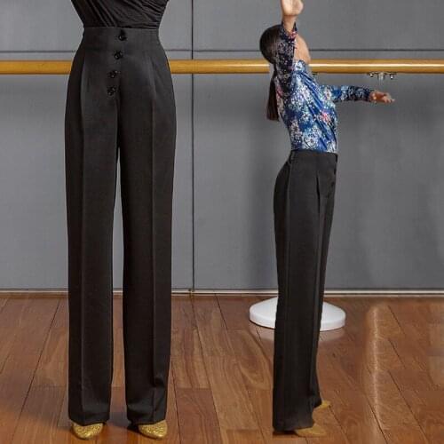Women Ballroom Dance Costume Black Pants High Waist Standard Ballroom Dance Competition Pants Waltz Show Costume Ladies DNV14290