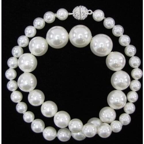 Women Gift word Love Jewelry hot sale Fashion high quality 8-14mm white shell pearl round beads necklac