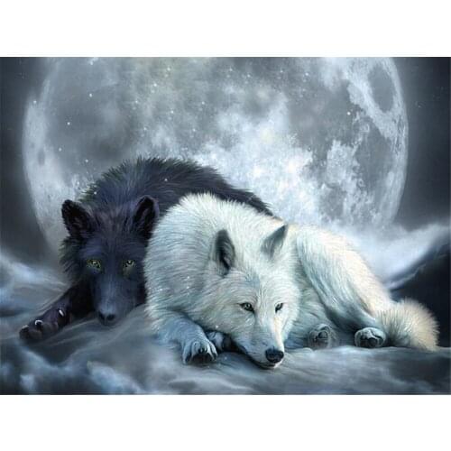 Animal Wolf DIY 11CT Cross Stitch Embroidery Kits Needlework Craft Set Printed Canvas Cotton Thread Home Decoration Design