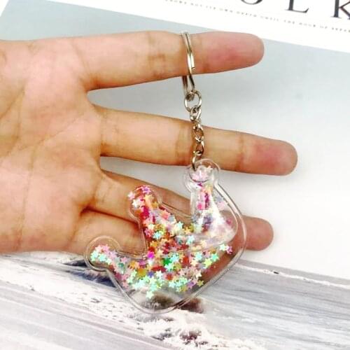 Quicksand Star Love Liquid Key Ring Key Chain Couple Women Keychain Personality Heart-shaped Car Bag Keyrings Jewelry Gifts