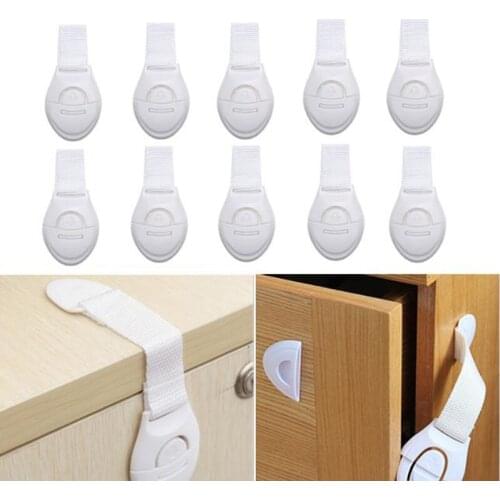 10pcs Infant Drawer Safety Lock Door Cabinet Cupboard Lock Toddler Kids Safety Care Plastic Locks Straps Infant Baby Protector