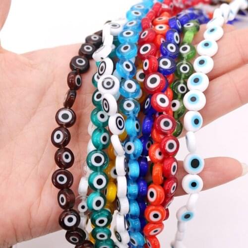 140pcs 8mm Multicolors Mixed Round Shape Evil Eye Beads Lampwork Glazed Glass Beads for Bracelet Necklace DIY Jewelry Making