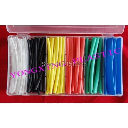 175piece/lot colorful pvc heat shrink tubing assortment ratio 2:1 sleeving wire cable water-proof in box