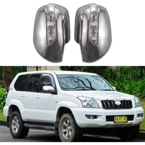 2PCS ABS Chrome door mirror covers with Led For Toyota Land Cruiser Prado FJ120 2002-2009 HILUX 4RUNNER door Rearview
