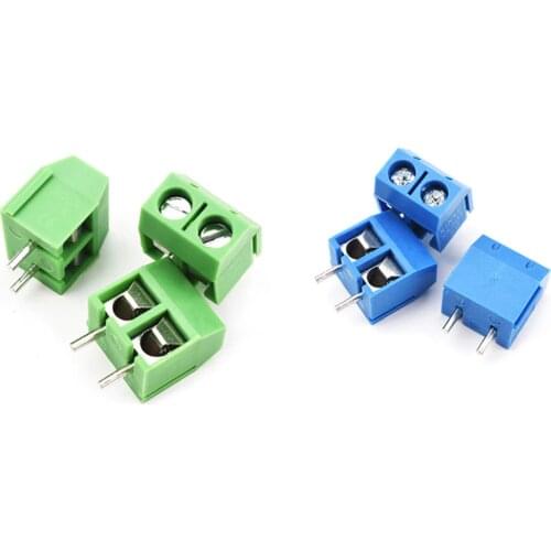 10PCS/20PCS KF301-2P KF301-5.0-2P KF301 Screw 2Pin 5.0mm Straight Pin PCB Screw Terminal Block Connector Blue And Green