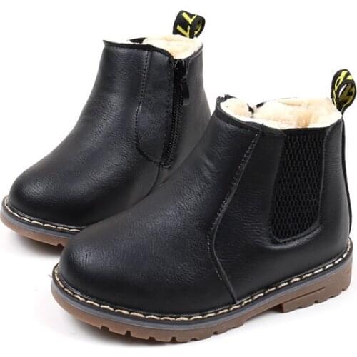 2020 Winter Children Boots Girls Warm Fur Boots Leather Boys Shoes Fashion Kids Boots High-Quality Baby Snow Boots Size 21-30