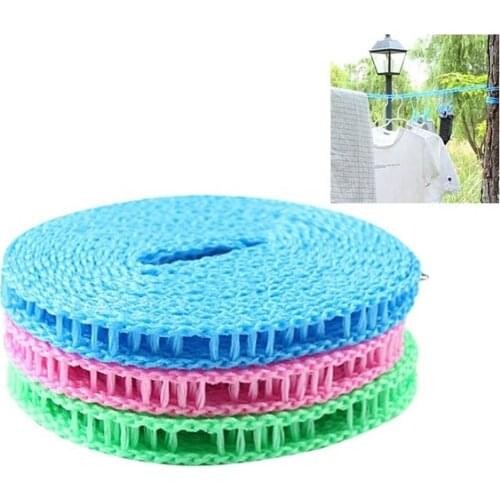 3Pcs Washing Line Drying Rack 5M Nylon Clothesline Anti-Slip Clothes Hanger Travel Rope Windproof Fence Type Clothesline