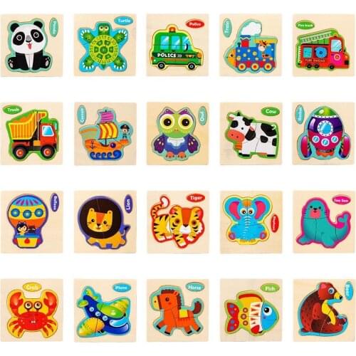 3d Animal Wooden Puzzle Jigsaw Toys Creative Early Educational Toys For Children Kids Cartoon Animal Puzzles Intelligence Toys