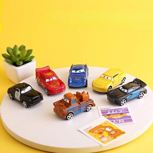 Anime Cars Lightning McQueen Mater 7cm Plastic Model Racing Car Automobile Ornaments 6PCS Decoration Gifts for Children