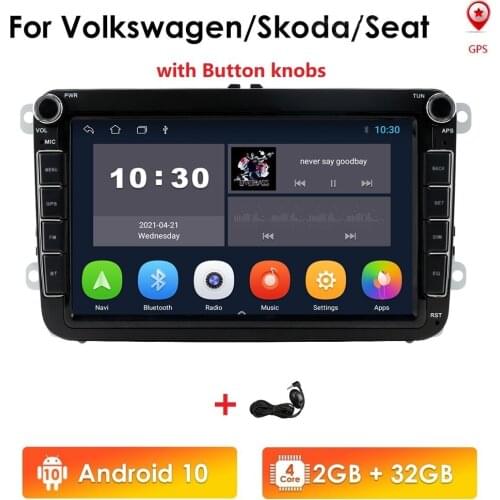 8 Inch Android 10 2Din Car GPS for VW / Volkswagen Golf Polo Tiguan Passat B7 B6 Leon Skoda Octavia Radio Multimedia Player