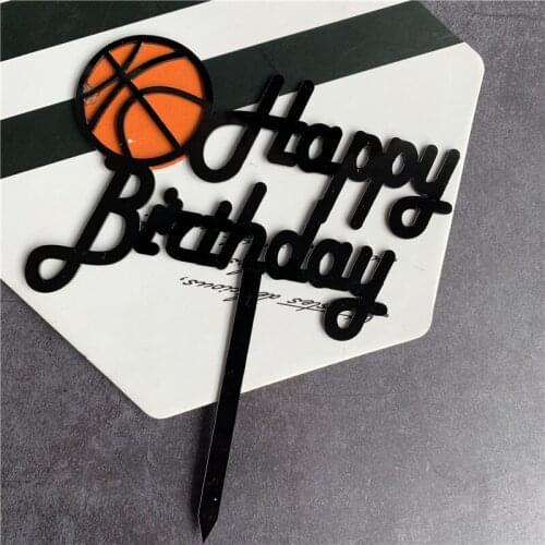 Basketball Happy Birthday Cake Topper Flage For Kids Boy Birthday Party Cake Decors Supplies Theme Party Cupcake Topper