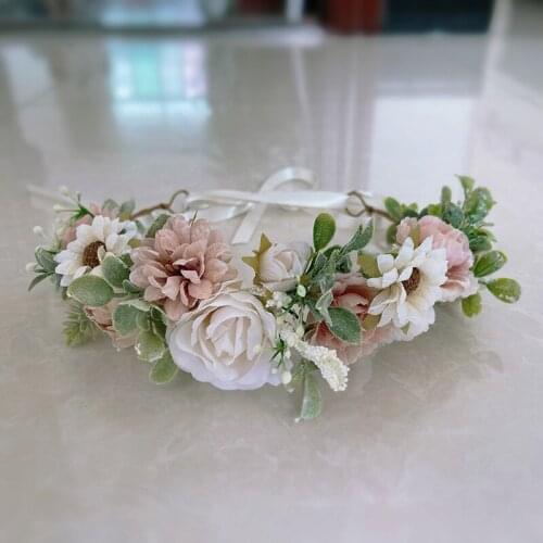 Free Shipping White Blush Pink Flower Crown Wreath
