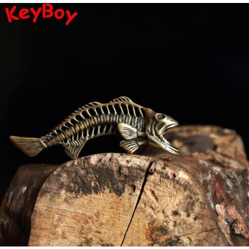 Piranha Skeleton Keychain Handbag Hanging Jewelry Vintage Metal Brass Fish Bones Car Key Chain Pendants Creative Copper Keyrings