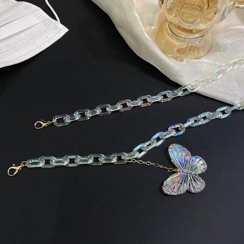 1 Pcs Mask Lanyard Elegant Butterfly Acrylic Chain Mask Chain Anti-lost Temperament Trend Sweet Girl Necklace Decorative Chain
