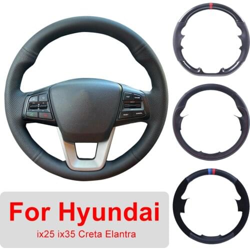 Car Steering Wheel Cover Customized For Hyundai ix25 2014 2015 2016 Creta 2016 2017 Leather Braiding Covers For Steering Wheel