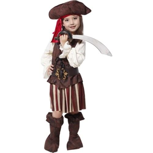 Kids Girls Pirate Cosplay Costume Children Girls Purim Halloween Pirates Of The Caribbean Cosutmes