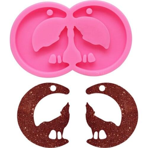 DIY Mermaid Silicone Mold Perforated Pendant Wolf Moon Mirror Epoxy Keychain Mould Handmade Crafts Cake Decoration Tools