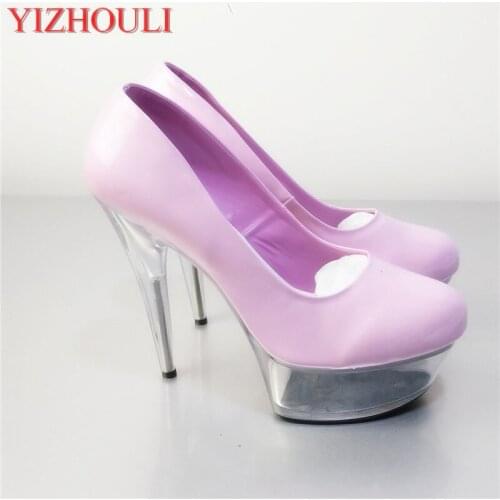 Elegant 15 cm high heel shoes, fashion and simple office high platform crystal shoes, wedding/party shoes