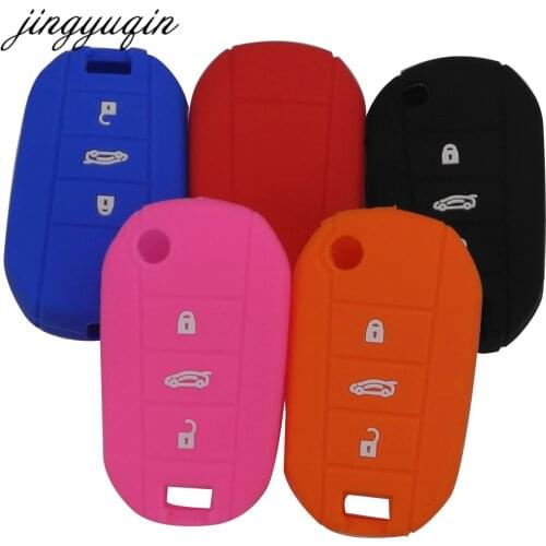 Jingyuqin 30pcs/lot Silicone Flip Car Key Cover for Citroen C4 CACTUS C5 C3 C4L Peugeot 508 301 2008 3008 408 key Case Holder