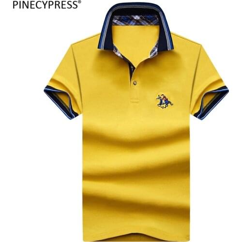 95% Cotton 5% Spandex Quality Summer Man Polo-shirt Fashion Embroidery Casual Male Polos Solid Men Short Sleeve Polo Shirt