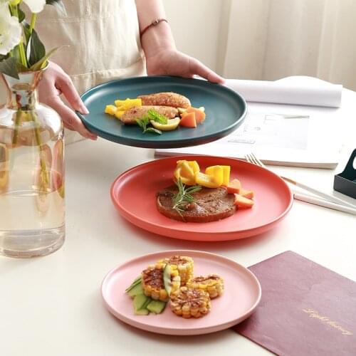 Ceramic Baking Pan Round Plate Household Pasta Lasagna Dish Fruit Salad Dinner Plate Nordic Dishes Tray