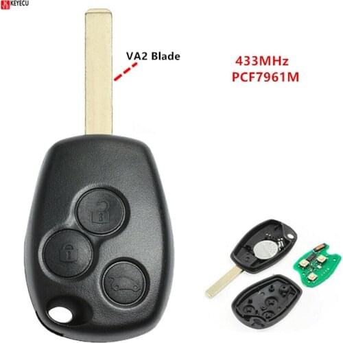 Keyecu 3 Button Car Remote Key Fob 433MHz PCF7961M Chip for Renault Trafic Vauxhall Vivaro 2014 2015 2016 2017