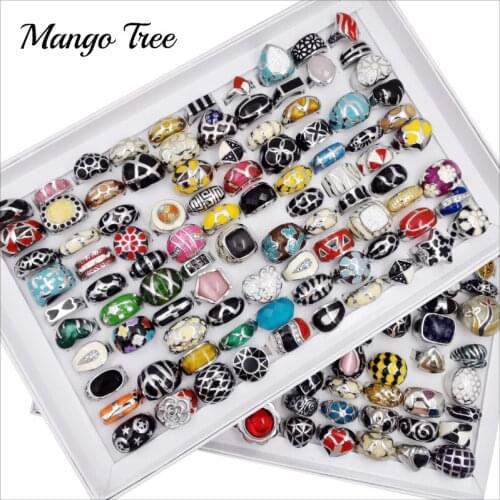 10pcs/Lot Large Colour Titanium Steel Ring for Women Fashion Mixed Silver Plated Skull Rhinestone Rings for Party Jewelry